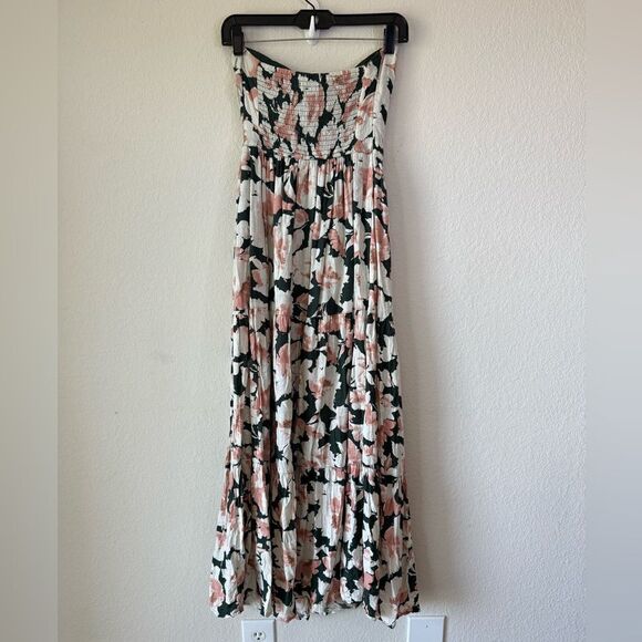 Abercrombie & Fitch Halter Neck Maxi Dress ST Tiered Linen Blend Coquette Floral - Picture 5 of 8